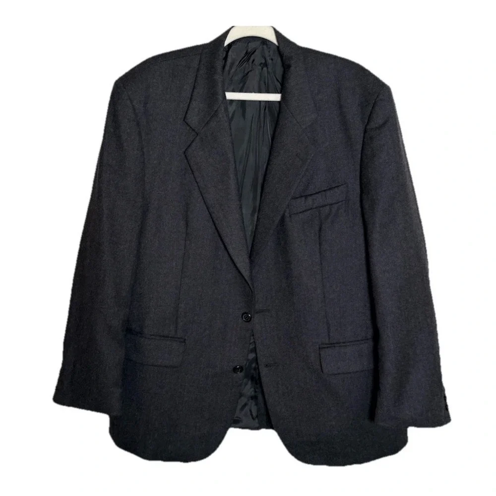 Alexandre London Blazer Mens Jacket 44R Dark Gray Herringbone Wool Sports Coat‎